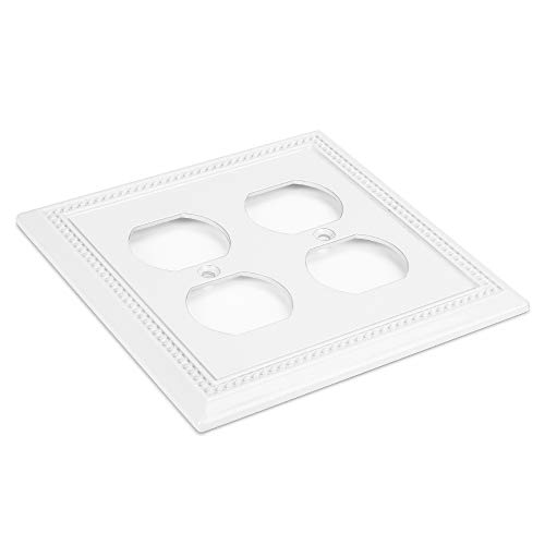 Image of Henne Bery Sunken Pearls Heavy Duty Decorative Wall Plate Switch Plate Outlet Cover (Double Duplex, White)