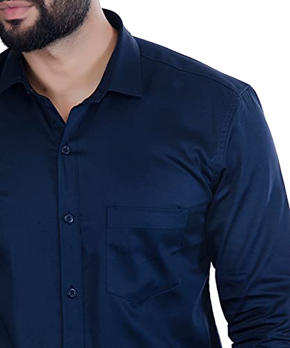 Image of Fifth Anfold Men's Pure Cotton Solid Color Mandarin Collar Full Sleeve Casual Wear Shirt, Office Wear for Men