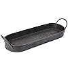 Hipiwe Industrial Style Metal Iron Tray Galvanized Serving Tray for Coffee Table Home Decorative Centerpiece Tray Rustic Breakfast Serving Tray with Handles Oval