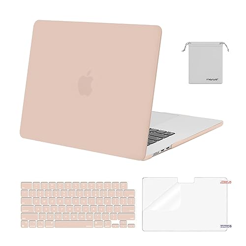 Image of MOSISO Compatible with MacBook Air 15 inch Case M4 M3 M2 2025 2024 2023 Release A3241 A3114 A2941 with Touch ID, Plastic Hard Shell Case&Keyboard Cover&Screen Protector&Storage Bag, Camel