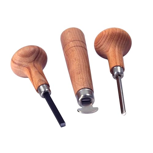 TAURISH Stone Setting Prong and Bezel Set Set of 3 Jewelry Stone Setting Tools Jewelry Stone Prong Pusher Durable Tips Ergonomic Wooden Handles