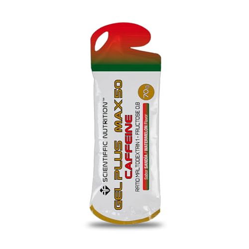 Scientiffic Nutrition - Gel Plus Max, Gel Energético con Carbohidratos con Cafeina, con un Ratio 1:0,8 de Maltodextrina - Fructosa Absorviendo más Carbohidratos - Sabor Sandía, 70g