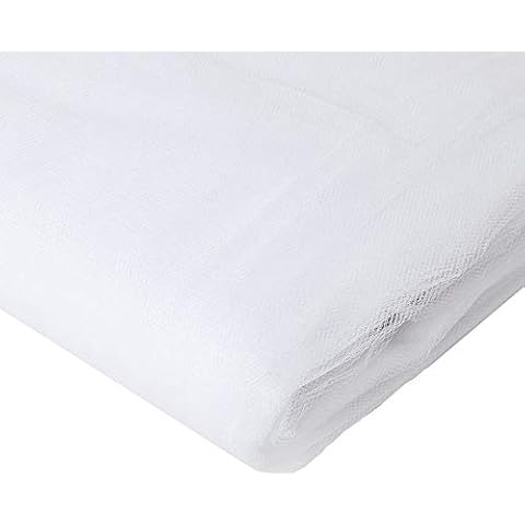 Fabric Tulle Bolt, 59" by 33 Ft White Tulle Rolls Bolt for Wedding Gown Birthday Party Skirt Chair Sashes Banquet Table Decoration, DIY Apparel Knit Fabric for Sewing Crafting Cover