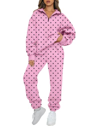 Image of AUTOMET Women's Sweatsuits 2 Piece Outfits Lounge Sets | Cozy Airport Outfits,Casual Sweat Sets for Fall and Winter,Half Zip Pullover and Baggy Sweatpants with Pockets