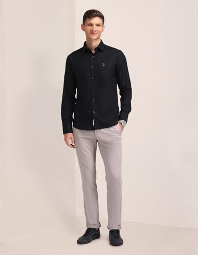 Image of U.S. Polo Assn. Men's Solid Collared Neck Full Sleeve Formal Cotton Regular Fit Shirts
