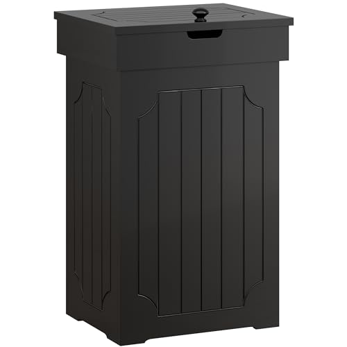 Function Home Trash Can Cabinet, 13 Gallon Kitchen Garbage Can, Wooden Recycling Trash Bin,...