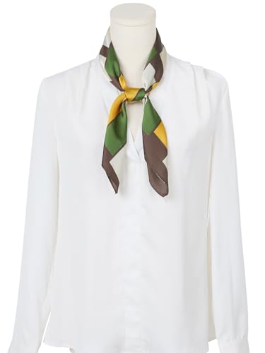 Women Contrast Color Square Scarf, 27.6x27.6 Silk Like Bandana Neckerchief Neck Scarves2