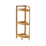DRW Estanteria rinconera de Suelo con 3 baldas de Madera en Natural