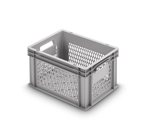 1a-TopStore Eurobox Stapel- und Transportkasten, durchbrochen, perforiert, offene Griffe, verschiedene Größen (40x30x24 cm)