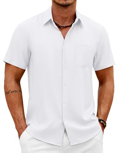 COOFANDY Men's Short Sleeve Linen Casual Shirt