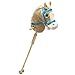 HollyHOME Stick Horse Plush Handcrafted Hobby Horse on A Stick with Wood Wheels Real Pony Neighing and Galloping Sounds for Kids Toddlers Beige 36 Inches(AA Batteries Required)