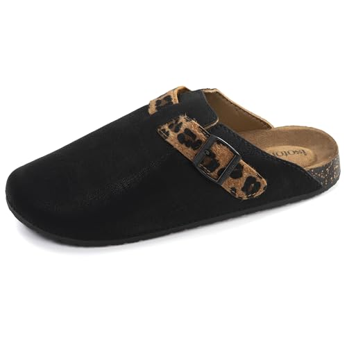 Isotoner Sabots Femme Semelle Extra-Flex, légers, Patch Talon Confort, 40 EU, Noir/léopard