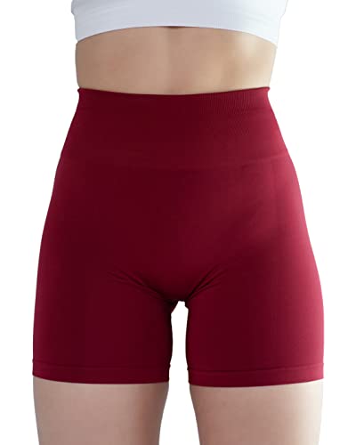 AUROLA Intensify Workout Shorts for Women Seamless Scrunch Short Gym Yoga Running Sport Active Exercise Fitness Shorts(S,Deep Red)