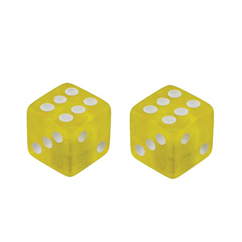Dice Schrader Valve Caps Transparent Yellow
