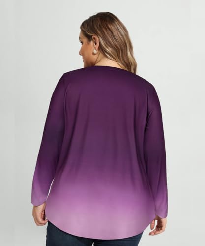 RITERA Womens Plus Size Tops Long Sleeve Shirts V Neck Tunics Fall Casual Pullover Loose Fit Basic Tshirt XL-6XL 14W-30W4