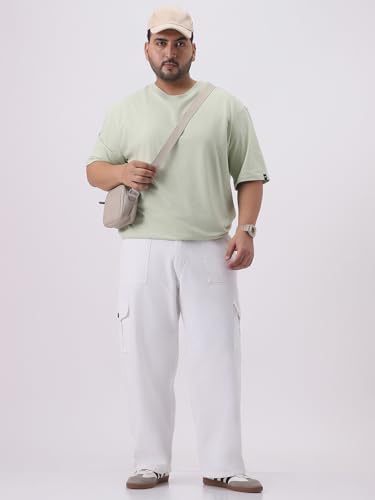Image of Urbano Plus Men Mid Rise Loose Baggy Fit Cargo Jeans with 6 Pockets Non-Stretchable