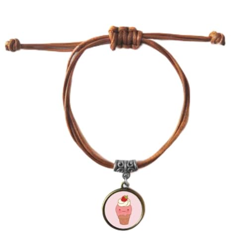 Bracelet glaces fraise cuir double aux finitions soignées