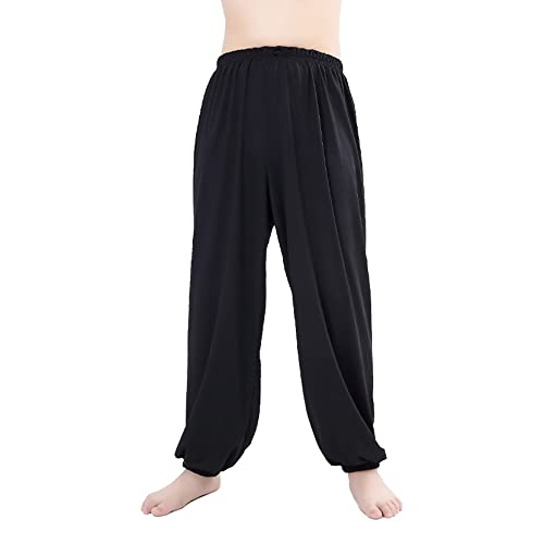 Kids Unisex Kung Fu Wide Pants Stretchy Elastic Waist Taichi Martial Arts Practice Trousers for Boys Girls3