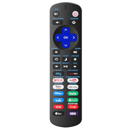 La Mejor Recopilación de smart tv polaroid los mejores 10. 46 AZMKIMI Control Remoto Compatible con Roku TV Hisense TCL JVC Atvio Sharp Sanyo Polaroid Smart TV (12AP)
