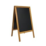 SECURIT - Pizarra con caballete en Madera de Pino 'Woody' - Pizarra para Rotulador de Tiza Líquida - Restaurante, Bar, Cafetería Tienda - 69 x 125 cm - Color teca