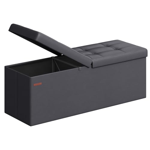 Image of SONGMICS 43.3 Inches Folding Storage Ottoman Bench with Flipping Lid