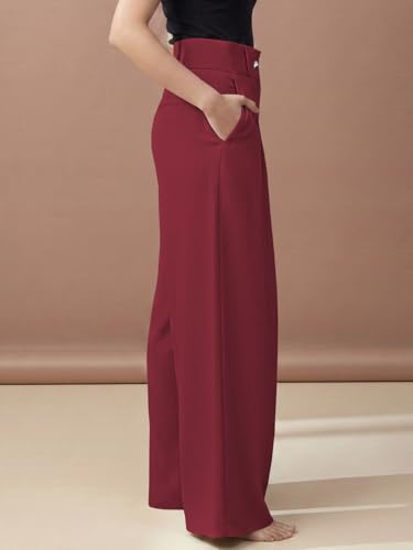Image of GRECIILOOKS Trousers for Women High Waist | Wide Leg Trousers | Office Wear Pleated Korean Pants for Women's | Elegant Formal Pants