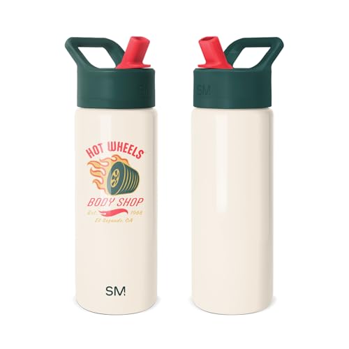 Image of Simple Modern Kids Summit Water Bottle with Straw Lid | Hot Wheels 18oz Stainless Steel Cup Insulated Tumbler for Boys, School | Body Shop