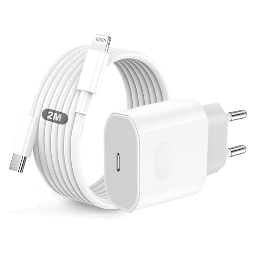 Chargeur Rapide for iPhone 14/14 Pro/14 Pro Max/14 Plus/13 12 11 SE Mini XR X XS 8, 25W USB C Prise Secteur Embout Type C Adaptateur et C Cable to L Câble 2M Charger...