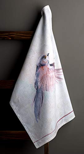 Maison d' Hermine Kitchen Towels Set of 3 100% Cotton 70 CM x 50 CM Reusable Cloth Tea Dish Towels Absorbent with Hanging Loop for Kitchen Dining Spring/Summer Decorations (Flying Birds)