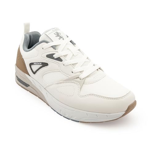 Image of Red Tape Men's Sneakers White Grey Pu Mesh Round Lace-Up