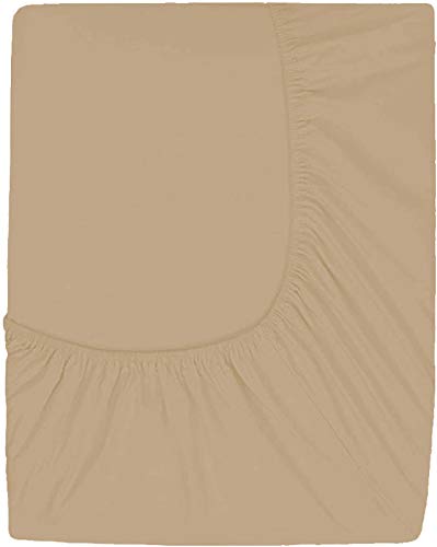 Image of Sweet Dream's 750 Collection Egyptian Cotton Fitted Bedsheet 4 to 12 Inch Matress 15 inch Drop Twin XL Size Bed (39x78) + 1 Pillow Covers (18x28), Beige