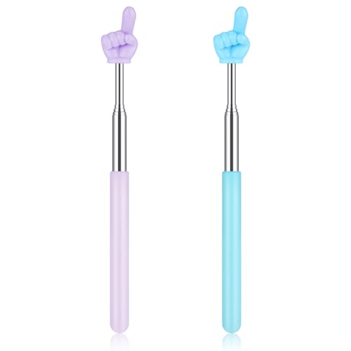 Piriuuo 2 unidades de puntero extensible, colorido con forma de dedo, de acero inoxidable, para niños, puntero telescópico para profesores, puntero mini retráctil, para aula, para exhibiciones de