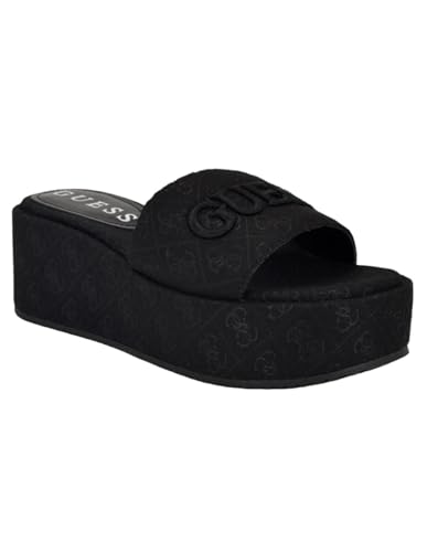 Guess Women's BINTAI Sandal, Black Logo 001, 6
