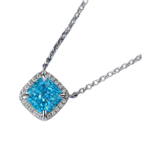 Collier Moissanite en argent 925 de 7x7 mm élégant pour femme