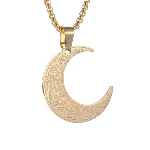 Collier lune Ayatul Kursi pour homme pendentif calligraphie arabe