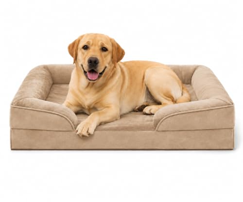 Image of PawHaven Dog Bed Comfortable Dog Mattress for Sleeping, Washable pet Bed for Dogs (Beige Color, 47x29x3 inch)
