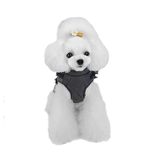 meioro Hundebekleidung Warmer Hundemantel mit reflektierendem Geschirr Winddichte Hundejacke Winterhunde Baumwolltuch Verdickte ärmellose Weste Baumwollhundepullover Haustierjacken (grau, S)