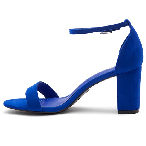 Shoe Land Women's Low Heels - 3-Inch Chunky Block Heeled Sandals with Ankle Strap | Open Toe Short Heels | Comfy Dressy Strappy Sandals for Wedding, Prom, Office3