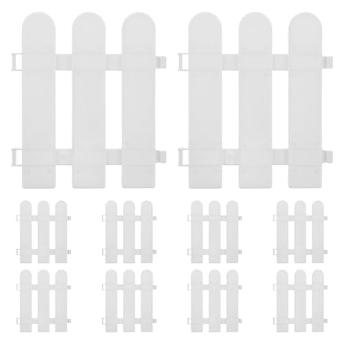 ifundom Lot de 10 Piquets de Clôture de Jardin en Plastique Blanc 17 CM X 20 CM Clôture à Piquets Renforcée pour Bordure de Parterre Décoration Extérieure Polyvalente et Résistante aux