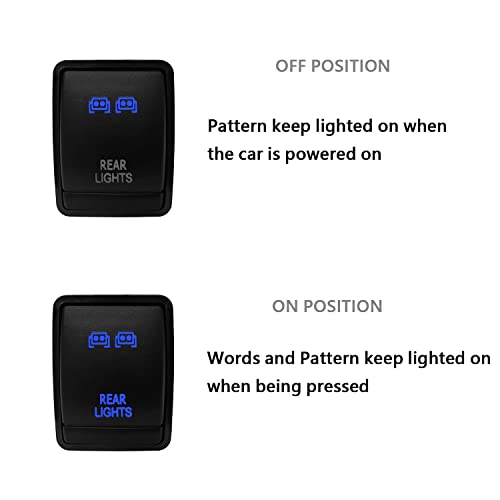 Image of Blue Backlit Rear Lights Push Button Switch with Wiring Connector for Nissan Navara Pathfinder X-Trail Qashqai Dash 3A /12V (30 mm x 23 mm)