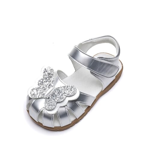 Girls Genuine Leather Soft Closed Toe Bow Princess Flat Shoes Summer Sandals (Toddler/Little Kid)