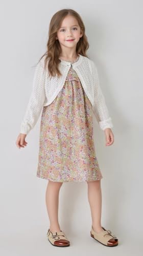 Girls Cardigan Sweater Toddler Bolero Shrug Baby Kids Long Sleeve Dress Up Button Closure Cropped Jacket Tops3