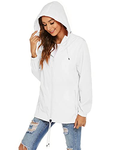 Avoogue Womens Waterproof Raincoat Lightweight Breathable Rain Jacket Hooded Rain Coat Outdoor Active Windbreaker with Pocket4