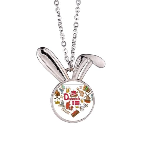 Collier drapeau national Danemark cœur bijou identitaire rouge