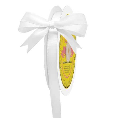 Image of Double Face White Satin Ribbon 1 /2 inch X 50 Yards Polyester White Ribbon for Gift Wrapping Very Suitable for Weddings Party Hair Bow Invitation Decorations and More