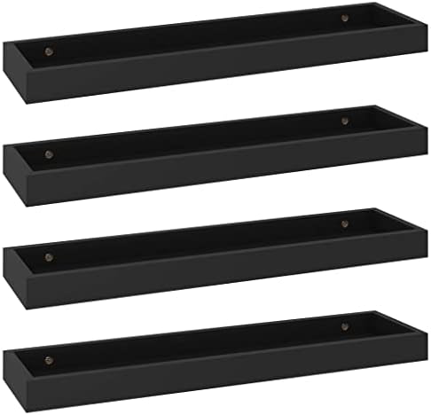 vidaXL 2x Loggia Wall Shelves Home Living Room Furniture Wall Mounted Hanging Floating Display Shelves Wall Rack Ledges Shelving MDF Concrete Grey