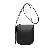 RUWLFE Bolsos de hombro cuero genuino for mujer, bolso bandolera for, bolsos pequeños for teléfono para Mujer(Black)