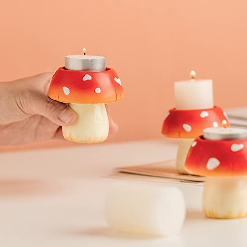 Chunche Cute Mushroom Candle Holder Set Of 3, Candle Holders For Centerpiece Table Decorations, Decorative Stand For Tealight Candles, Votive Candles, Suitable For Farmhouse Cottagecore Decor #TOP6
