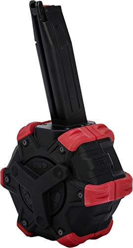 Evike Airsoft - AW Custom Drum Airsoft Mag for Gas Blowback Airsoft Pistols & Rifles (Model: TM Hi-Capa/Red)