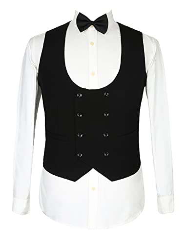 Gilet d'affaires à double boutonnage et col en U pour homme